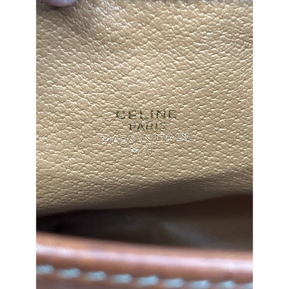 Vintage Celine Macadam Coated Canvas Clutch Pouch Made In Italy Tan Leather Trim - Picture 8 of 14